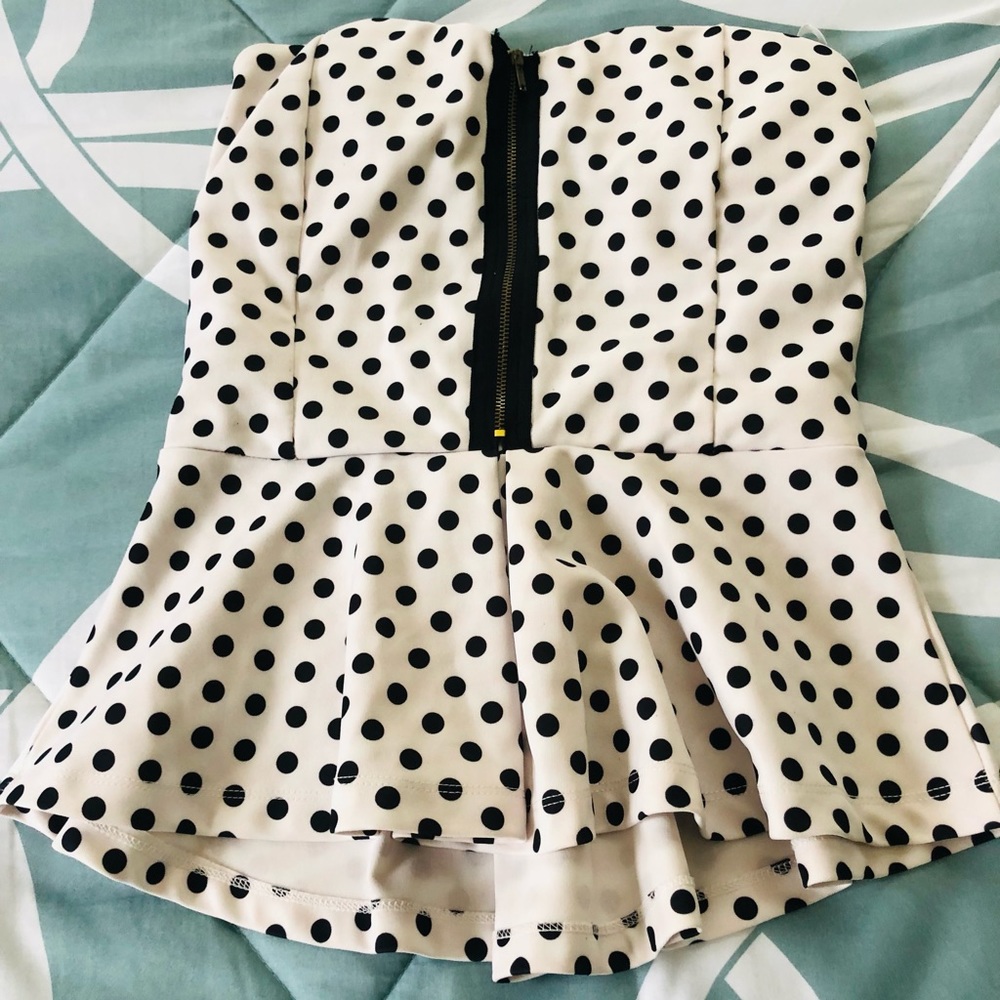 WHITE POLKA DOTS TUBE TOP
